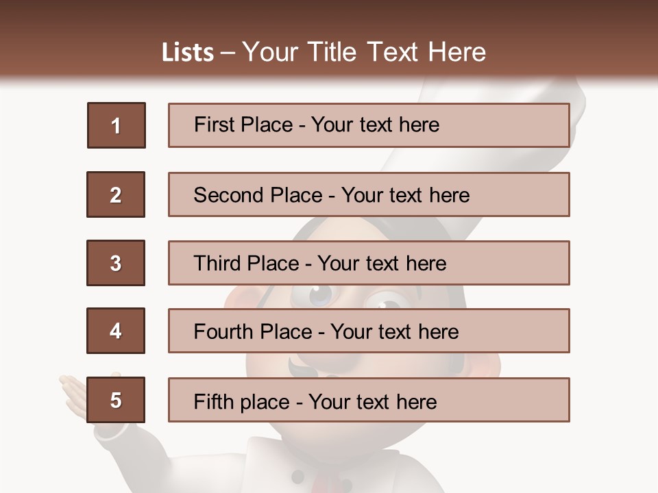 A Chef With A White Hat Is Pointing At A Sign PowerPoint Template