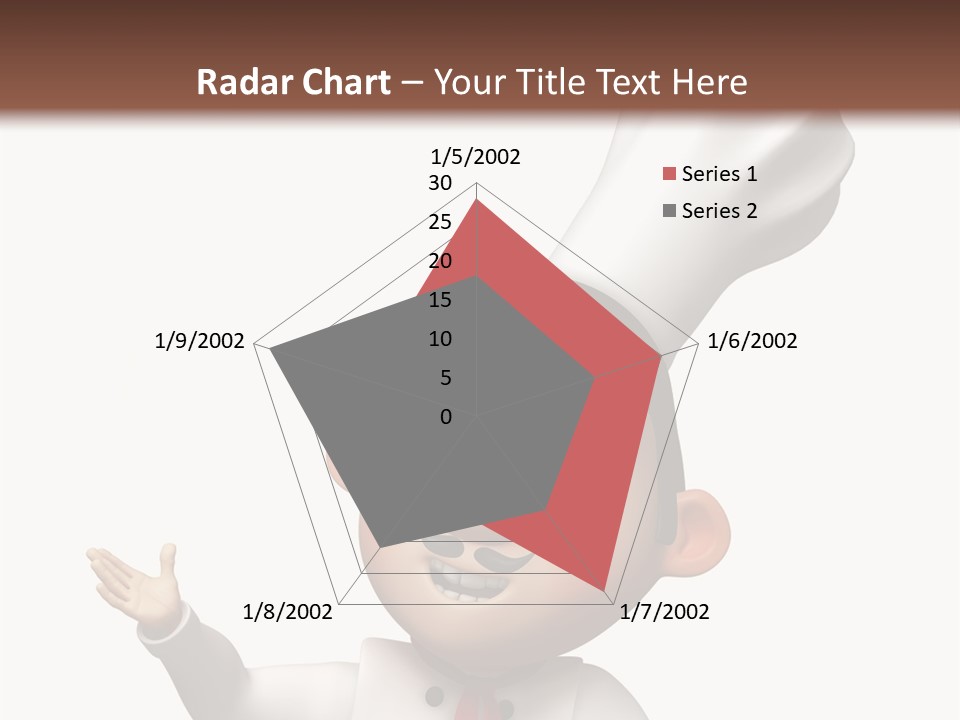 A Chef With A White Hat Is Pointing At A Sign PowerPoint Template