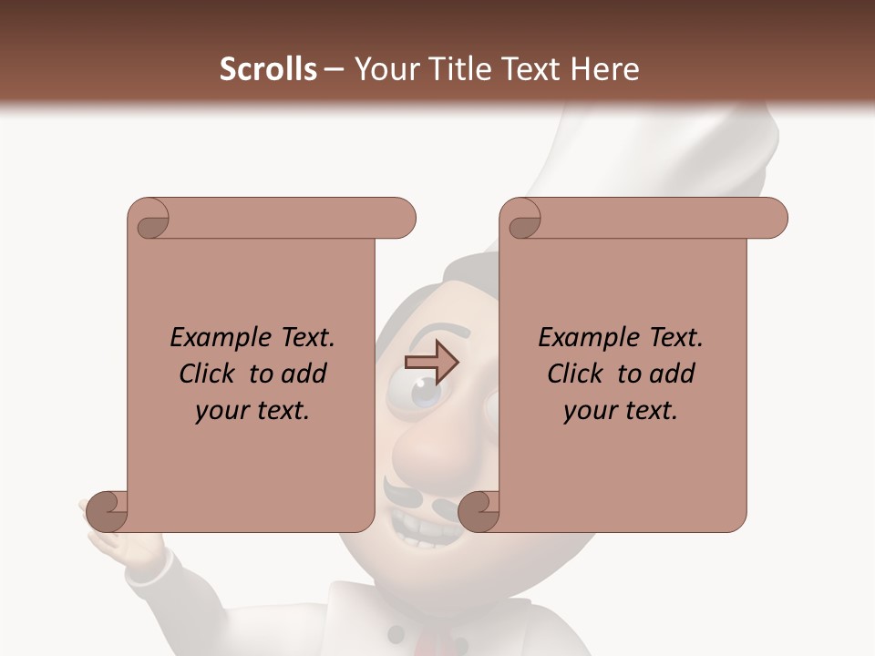 A Chef With A White Hat Is Pointing At A Sign PowerPoint Template