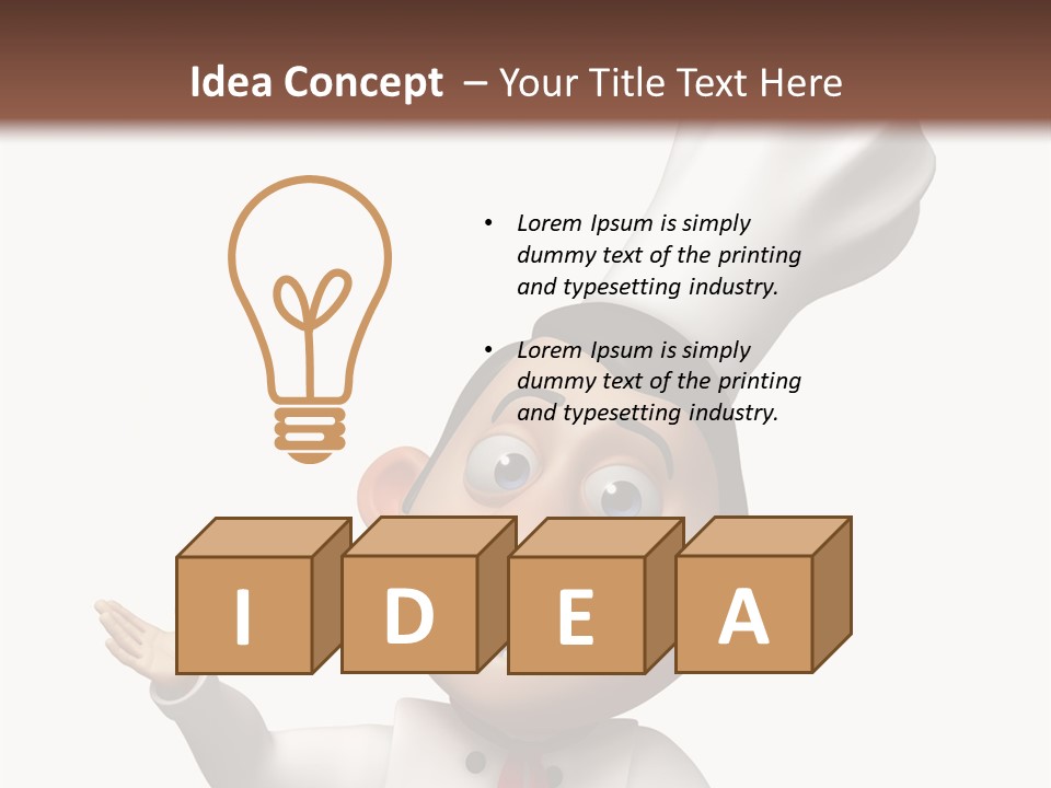 A Chef With A White Hat Is Pointing At A Sign PowerPoint Template