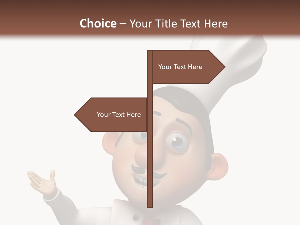 A Chef With A White Hat Is Pointing At A Sign PowerPoint Template