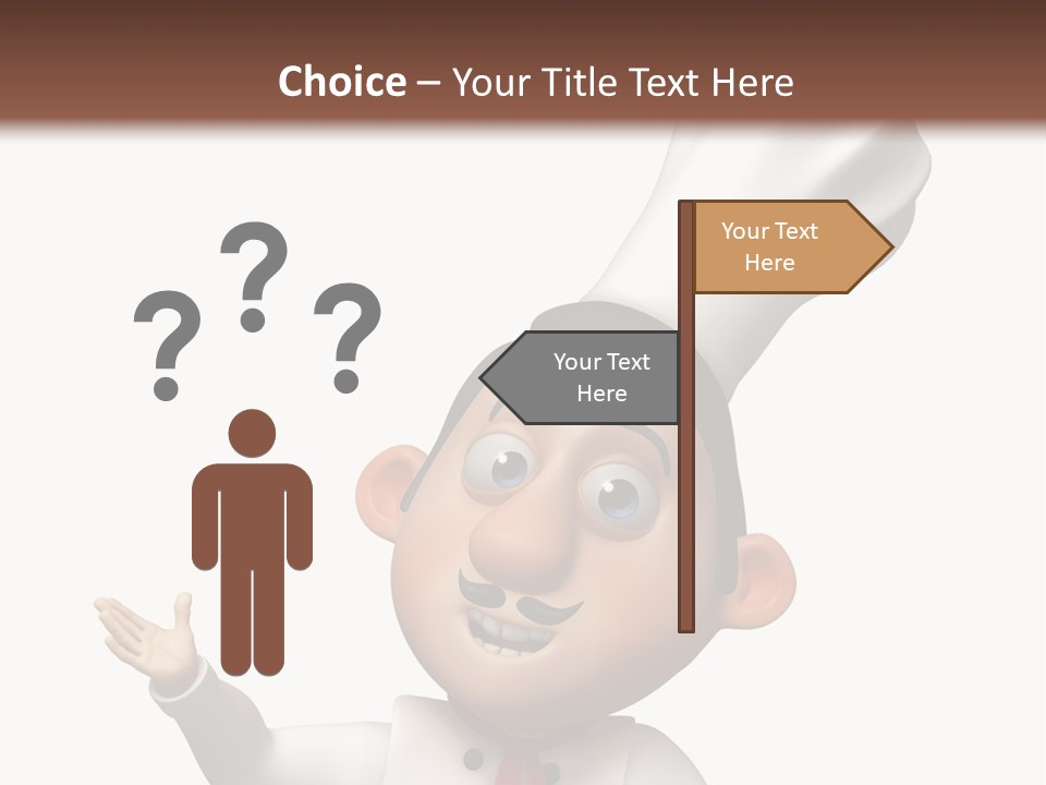 A Chef With A White Hat Is Pointing At A Sign PowerPoint Template