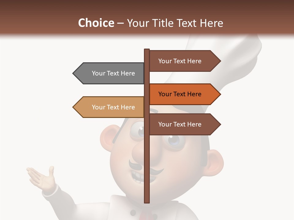 A Chef With A White Hat Is Pointing At A Sign PowerPoint Template