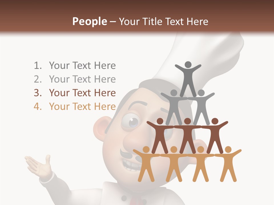 A Chef With A White Hat Is Pointing At A Sign PowerPoint Template
