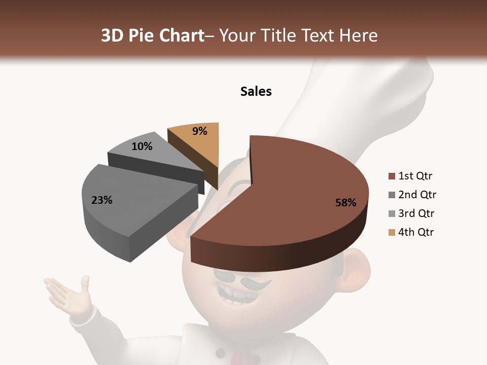 A Chef With A White Hat Is Pointing At A Sign PowerPoint Template