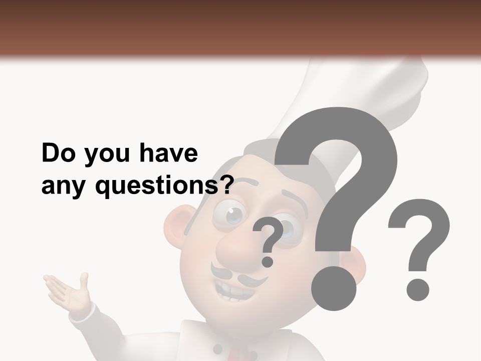 A Chef With A White Hat Is Pointing At A Sign PowerPoint Template