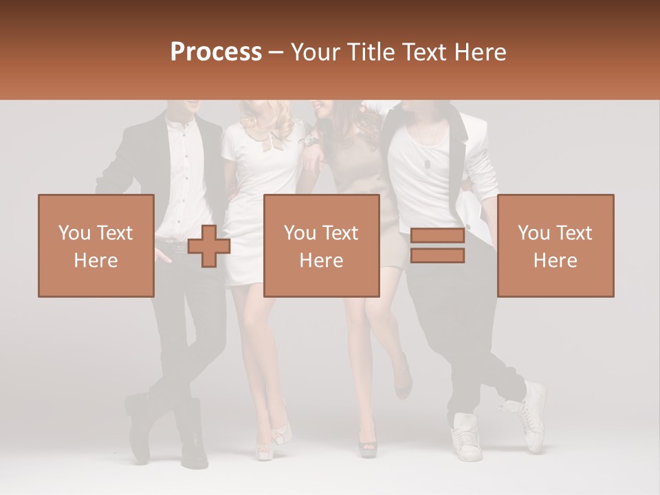 A Group Of People Standing Next To Each Other Holding A Sign PowerPoint Template