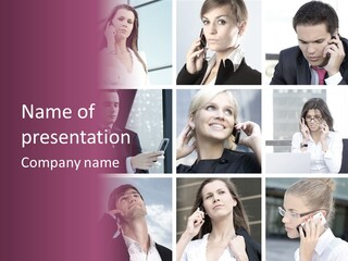 A Collage Of Business People Talking On Cell Phones PowerPoint Template