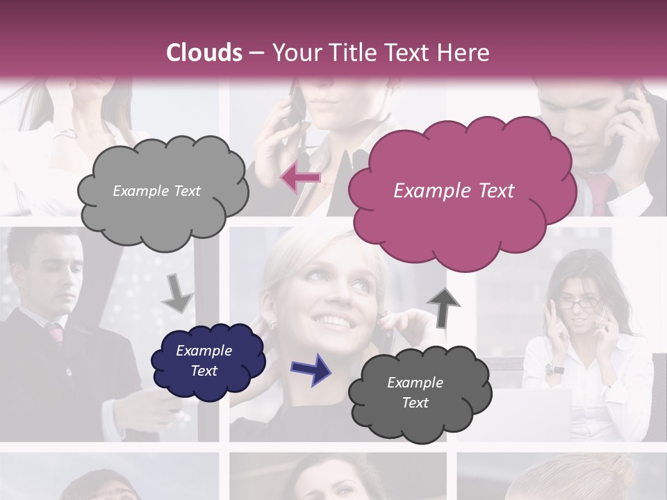 A Collage Of Business People Talking On Cell Phones PowerPoint Template