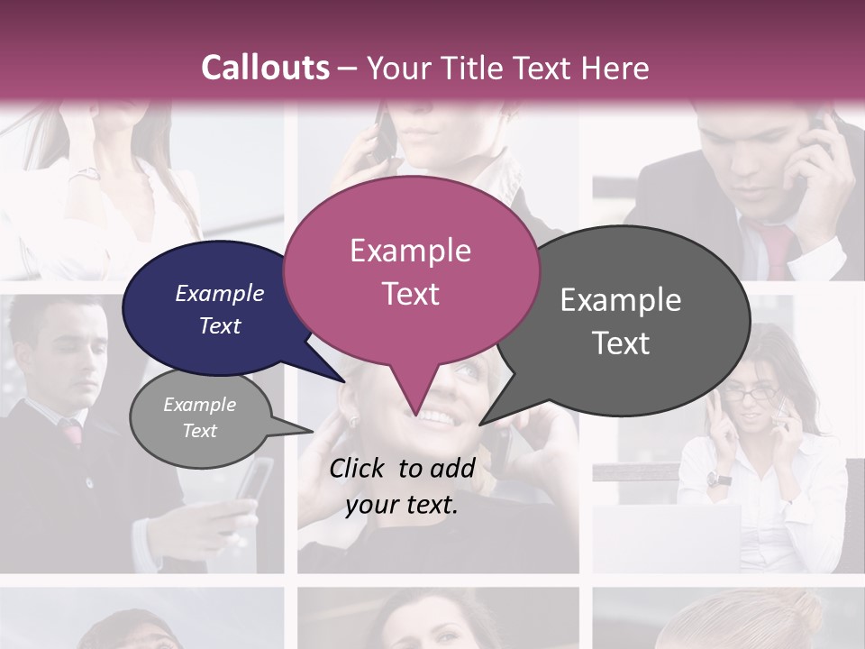 A Collage Of Business People Talking On Cell Phones PowerPoint Template